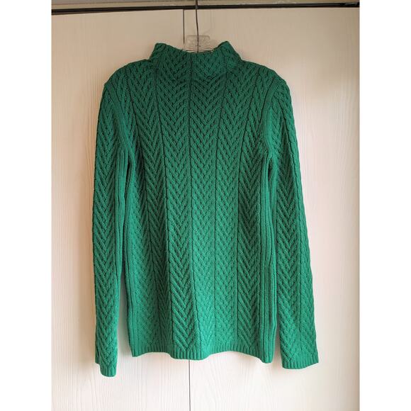 Liz Claiborne Womens Sz S Cable Knit Thick Knit Sweater Kelly Green Cotton Blend - Picture 1 of 4